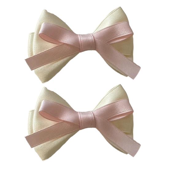 2Pcs Girl Hair Pins Bowknot Decor Double-Layered Ribbon Design Side Bangs Hair Clips Hair Accessories Daily Wear