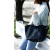 Gratante Genuine Leather Handle 2-Way Nylon Tote Bag for Women, Commuter Bag (abb-g0001) (Navy)