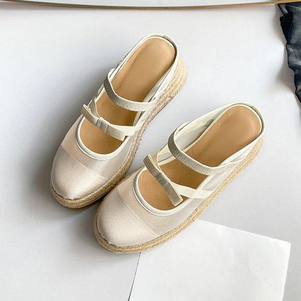 

thick-soled inner height-increasing slope heel fisherman shoes bag head half slippers women wear new one-pedal cool slippers in summer 40