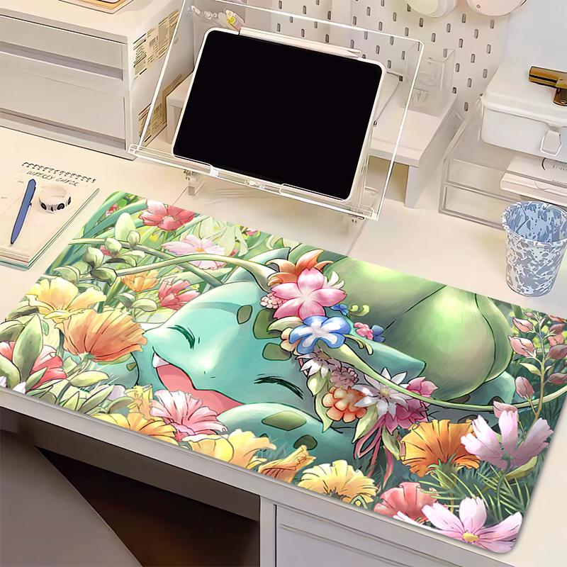 Mouse Pad Anime Gaming Accessories Varmilo PpokemonS Gamer Keyboard PC Bbulbasaur Computer Desk Mat Kawaii Green Mousepad Gift