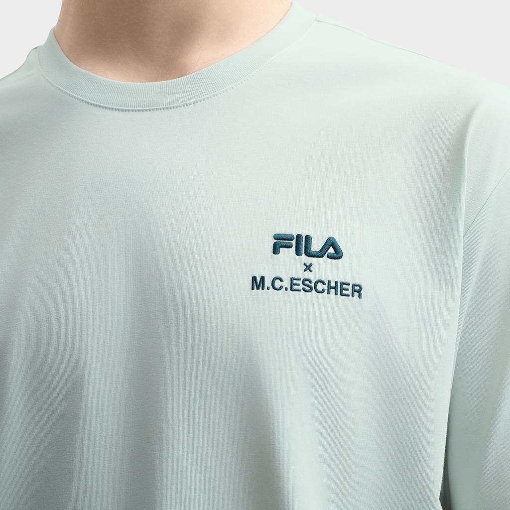 Fila X M.C. ESCHER Heritage Series Fashion Knit Simple Short Sleeve T-Shirt Men Tops F11M538129F-TQ