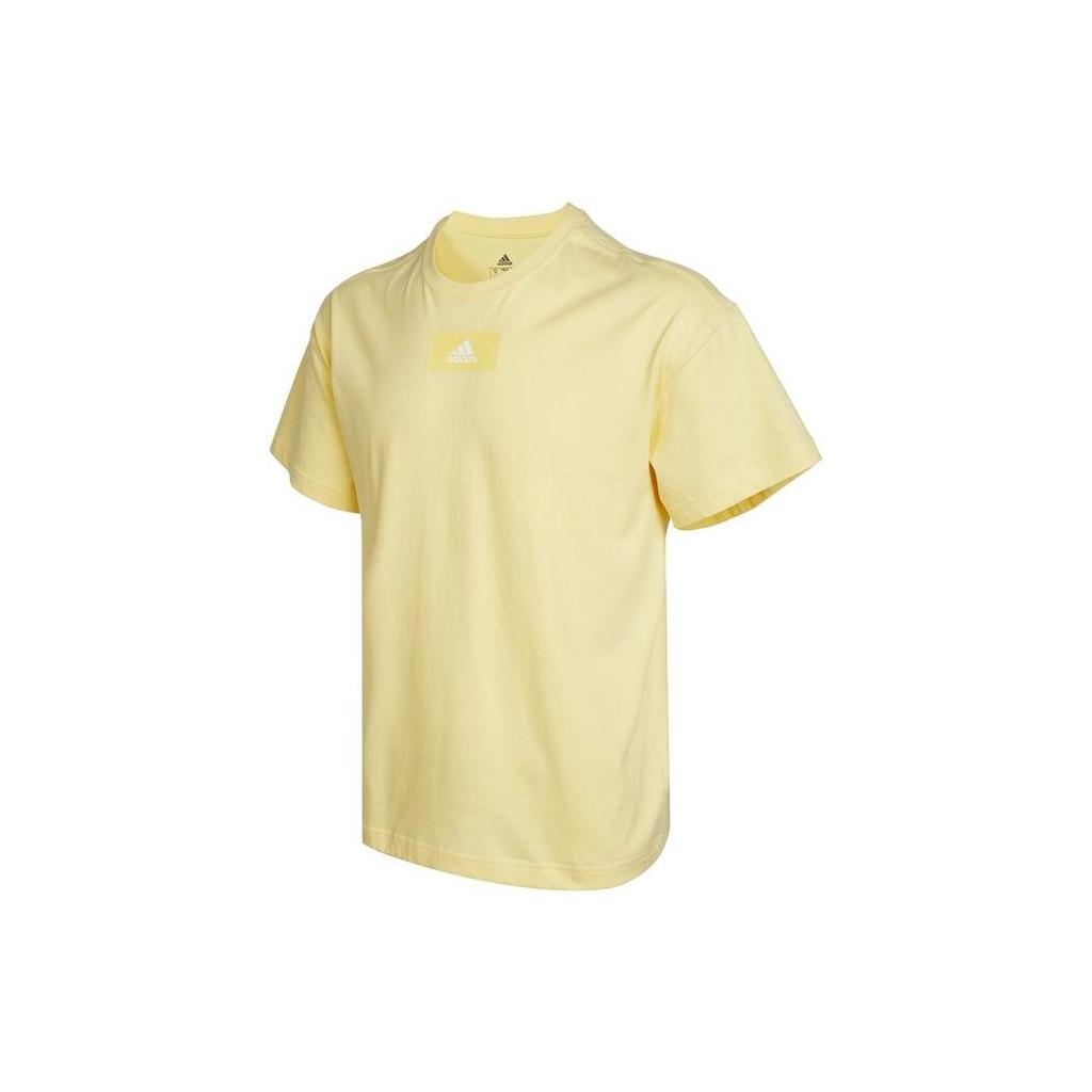 Adidas T Shirts Men's Yellow Crew Neck Moderate Straight Fit HK2854