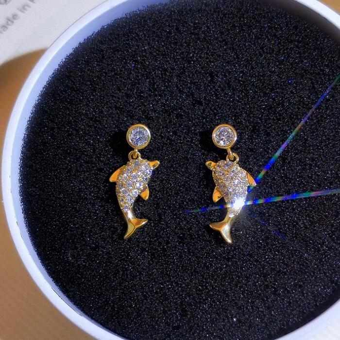 Sea Life Earrings Temperament Earrings Dolphin Earrings Women'S Tide Ear Jewelry