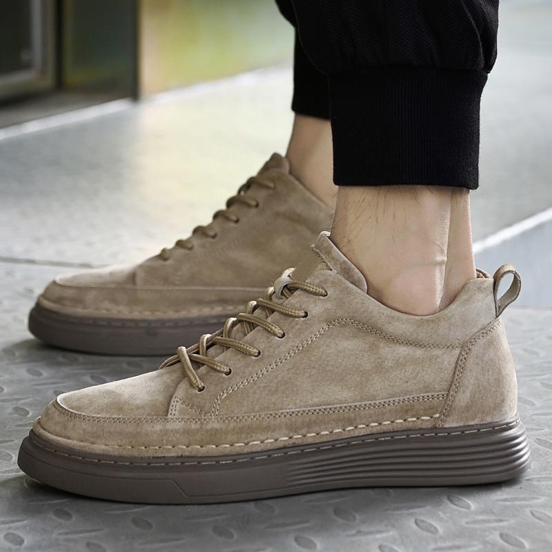 Fashion Outdoor Winter Men Mid Cut Boot Oxford Shoes Genuine Leather Loafers Shoes Soft Sole Walking Mountaineering Travel Work Sneakers