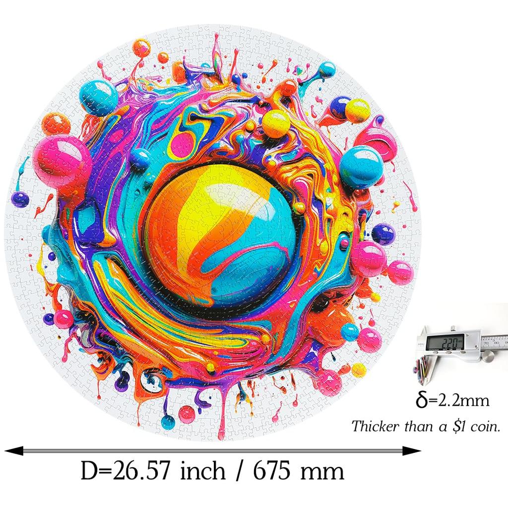 Bgraamiens Paint Splash - 1000 Piece Gradient Colorful Impossible Puzzle for Adults, Hard Challenge.