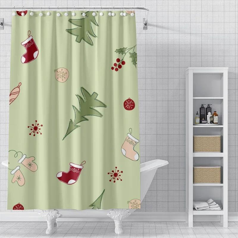 

Home Decoration Shower Curtains For Bathroom Waterproof Curtain Fabric Modern Nordic Style Living Room Merry Christmas Winter W60H190(CM)-1 Pcs