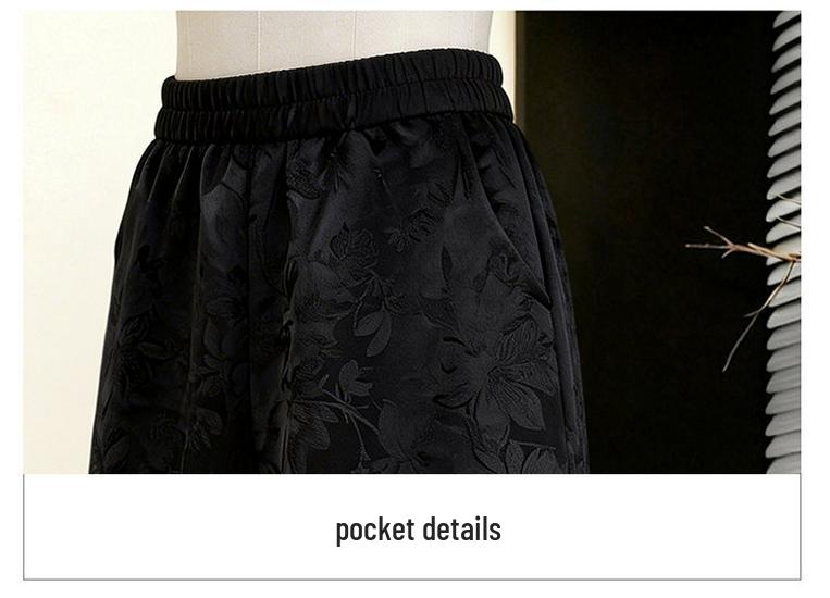 Spring 2026 Elegant Chinese Style Jacquard Wide-Leg Pants for Women