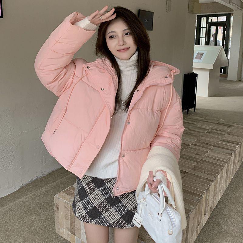 Casual Hooded Short Down Jacket for Women Korean Style Loose Bread Coat Cotton Jacket Winter Coat