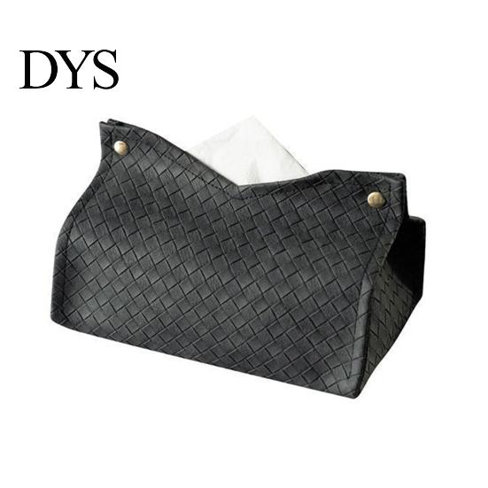 Durable Kitchen Paper Organizer PU Leather Tissue Box Holder, with Snap Design, Portable Foldable Compact Dormitory Case Facial Dispenser, for Office