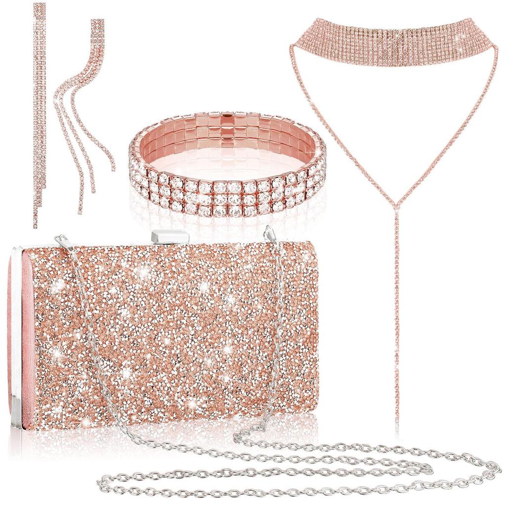 Luxurious Rhinestone Layered Necklace Set , Geometric Design , for Banquet , Party & Daily Wear
