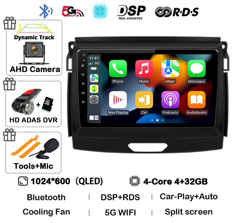Android 14 Carplay Auto Car Radio Stereo For Ford Ranger 2015 2016 2017 2018 2019 2020 GPS Multimedia Autoradio Player Head unit