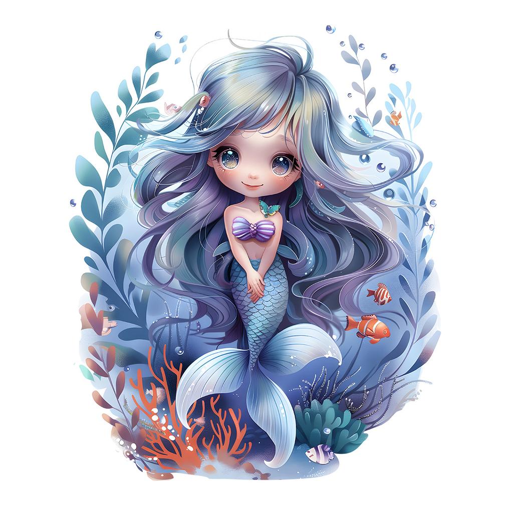Cartoon Mermaid & Coral Toilet Seat Stickers, Waterproof Removable Self-Adhesive Bathroom Decals