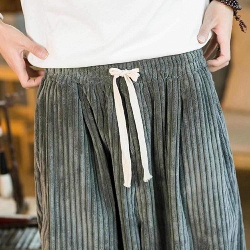 Oversized Pants Tradition Casual Autumn Wide-leg Trousers Harajuku Corduroy Streetwear Straight Pants Male Elastic Waist Loose