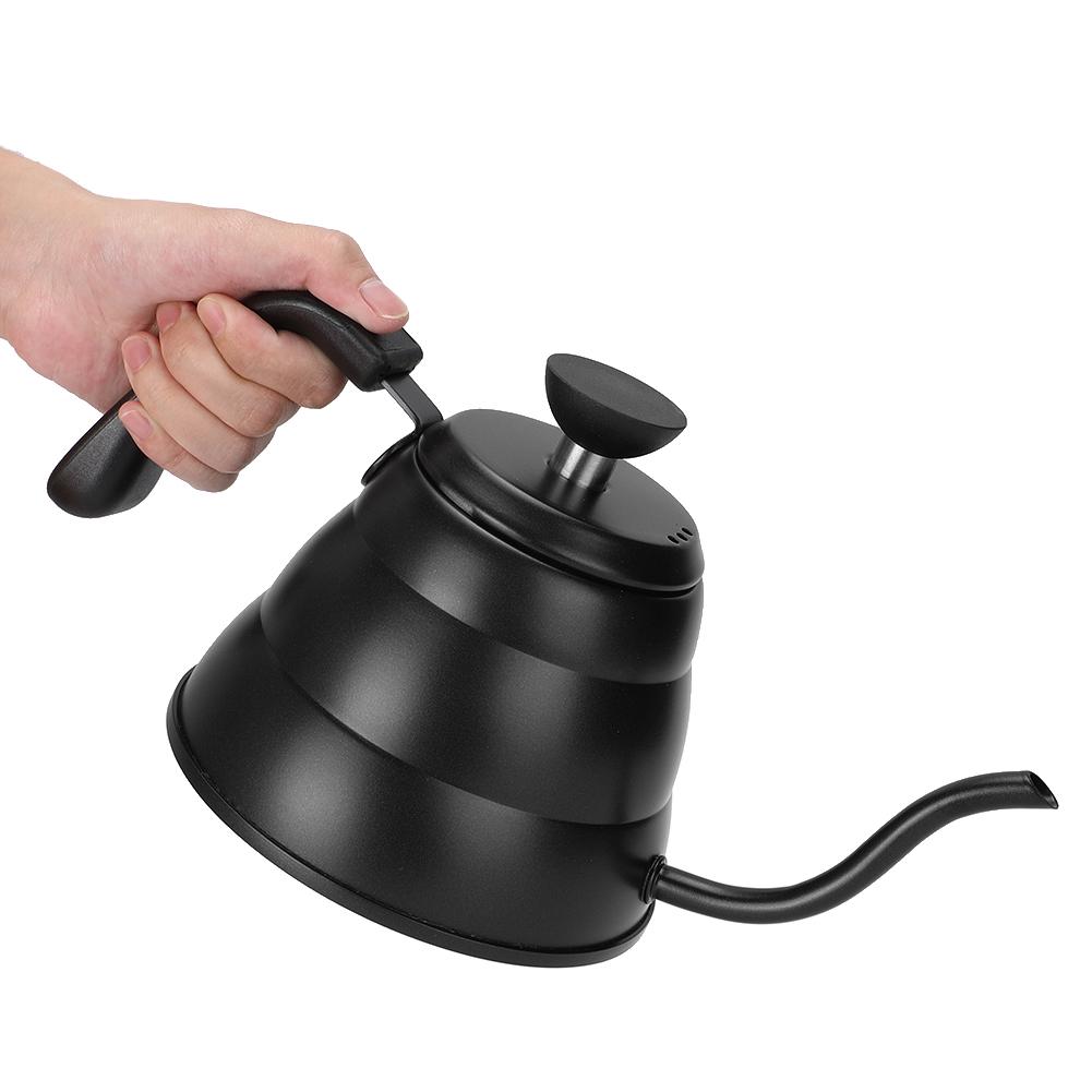 1L Domácí Kuchyň 304 Nerezová Ocel Kávovar Ruční Konvice na Kávu Ruční Konvička na Kávu Černá