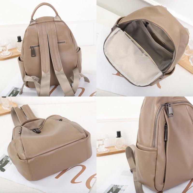 Borsa Donna Zaino Vera Pelle Grande Capacità Mamma Studente Libri Morbido Alla Moda Ampia Tracolla Viaggio Monocolore