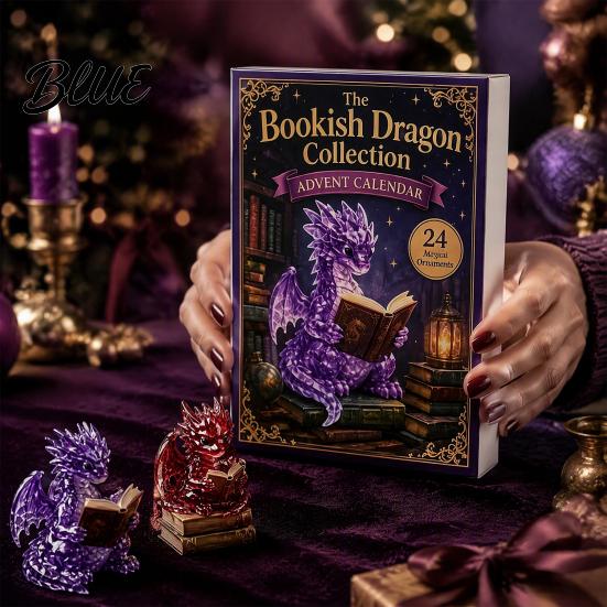 Desktop Decoration for Bookshelves Crystal Dragon Advent Calendar 2026 24 Days Fantasy Reading Book Countdown Calendar Day Pcs Mini 2D Flat Acrylic