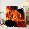 Bold Red, Yellow, Black Brush Strokes with a Central Manchester United Crest. for All Seasons Blanket Lunch Break Throw Gift