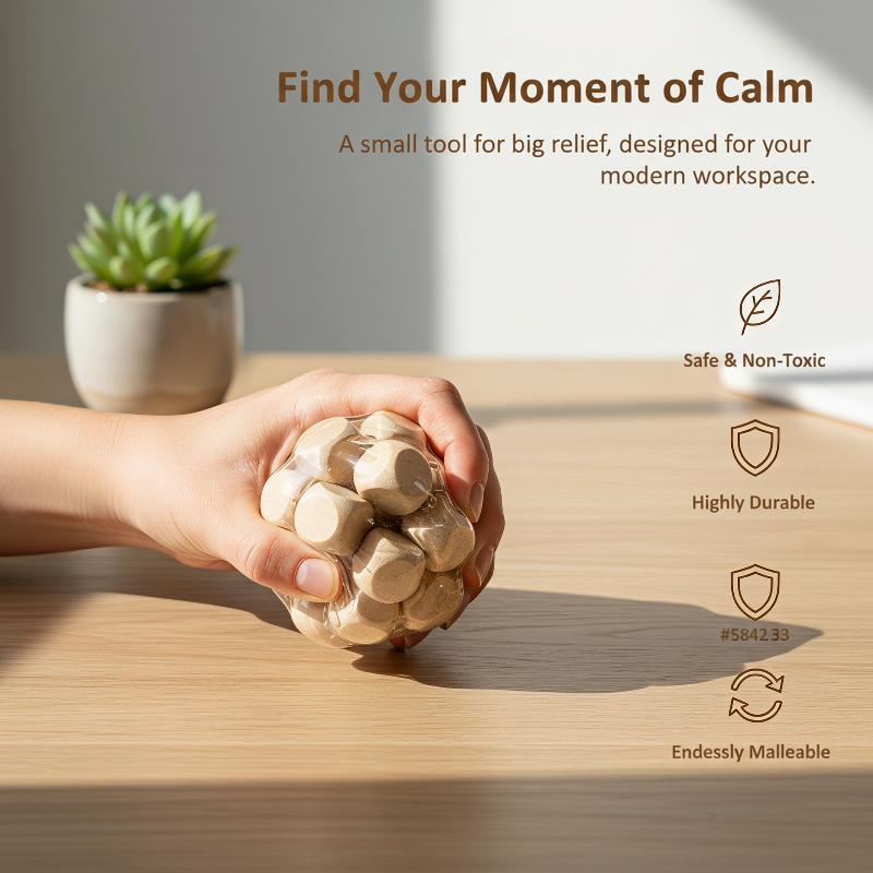 1Pcs Creative Stress Relief Fidget Squeeze Ball Handmade Wooden Noisy Ball Decompression Toy For Anxiety Relaxation