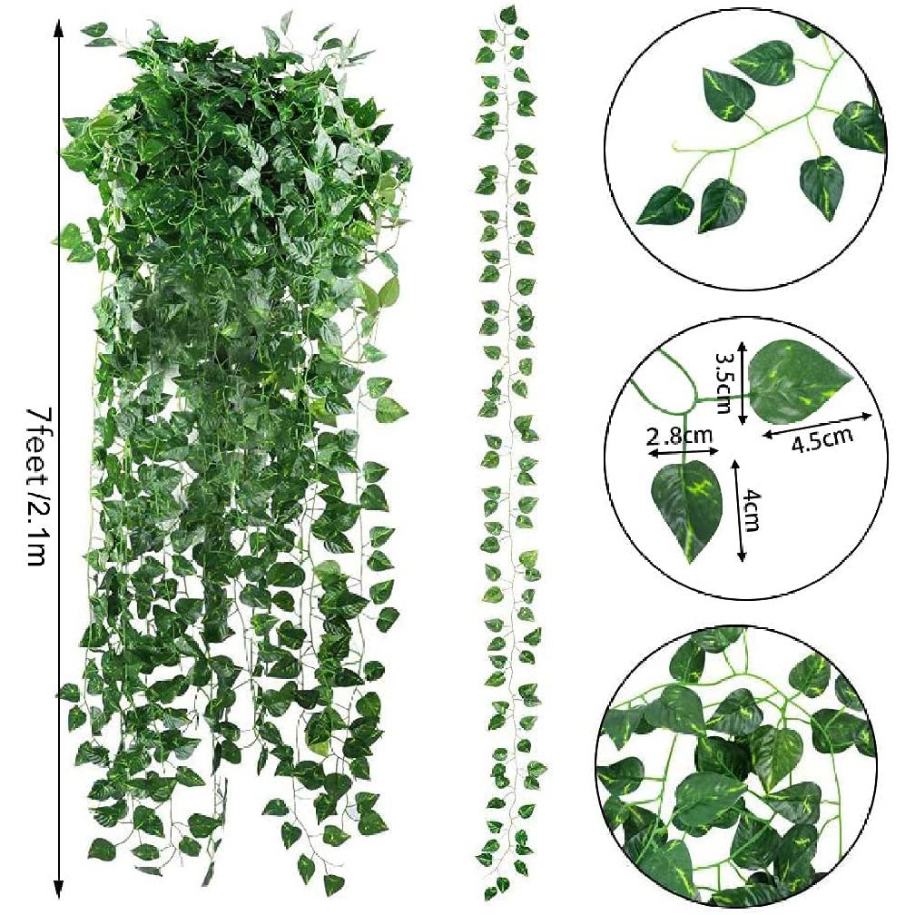 12/24/36 Pcs Artificial Ivy Leaves Garland for Weddings, Parties, and Home Decor - Realistic Greenery Hanging Plant Vine