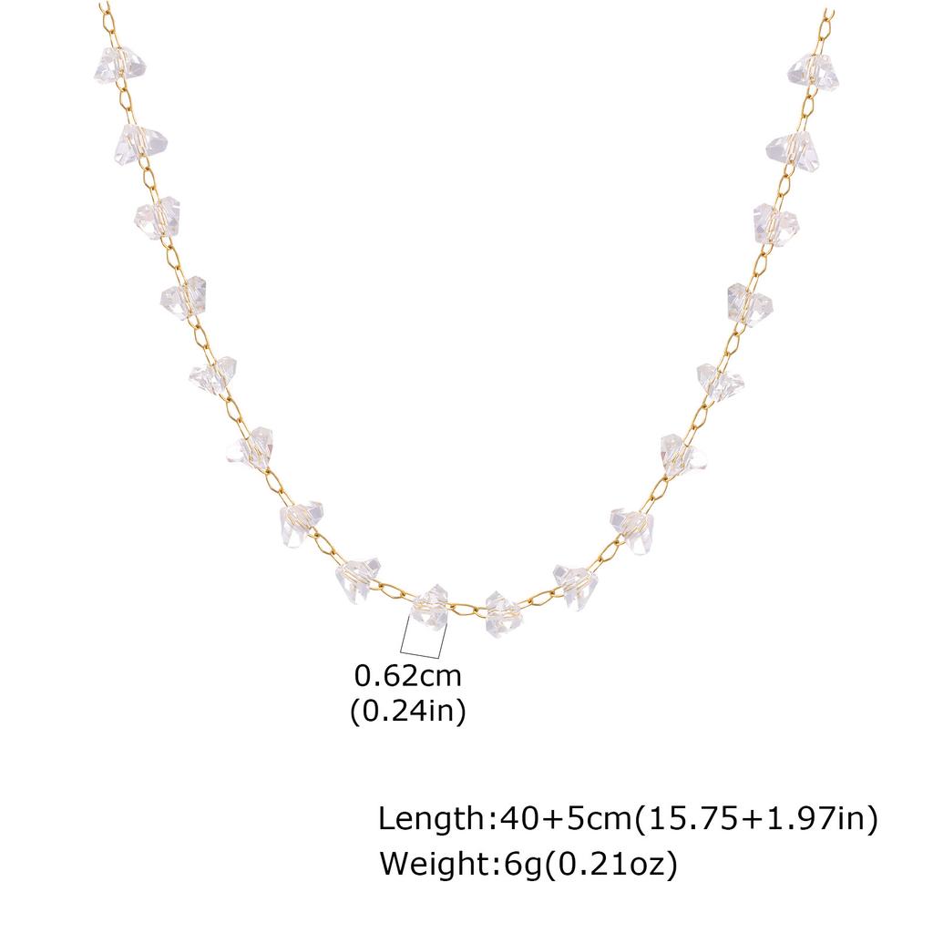 Ladies Temperament Cold Wind Stainless Steel Irregular Transparent Bead Necklace Bracelet Anklet Gold Nc-2506