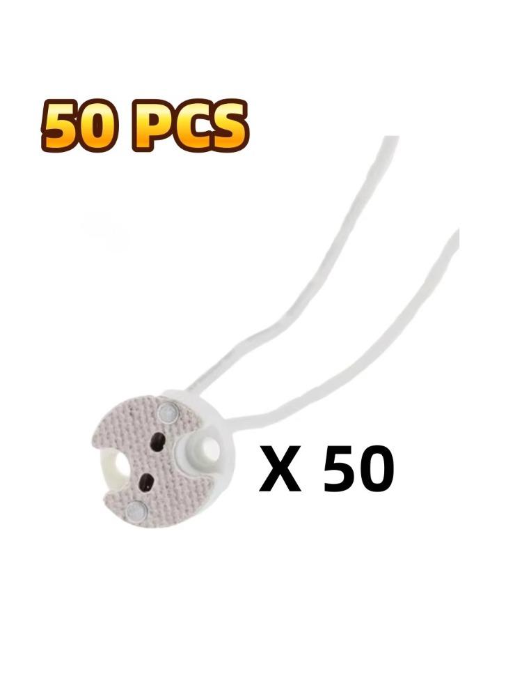 10/50 PCS MR16 Ceramic Socket Holder with Metal Bracket and Wire for MR16 Halogen Incandescent Light Bulb