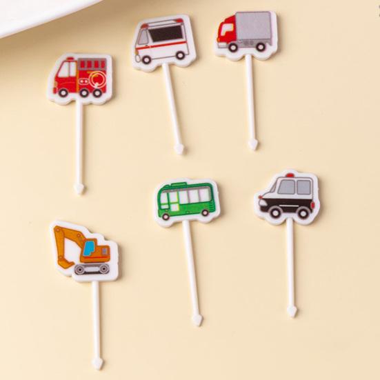 6ks Fruit Fork Cartoon Bez BPA Opakovaně použitelné Protiskluzové Snadno se čistí Víceúčelové plastové auto Koala