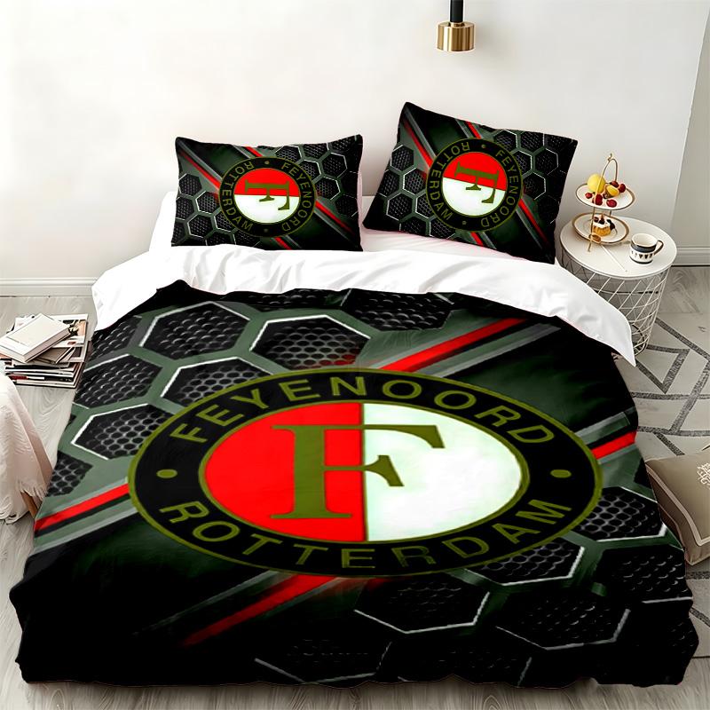 Feyenoord Rotterdam 3pc Set Perfect for Bedroom Use Comfortable Bedding Set Includes a Duvet Cover and Two Pillowcases Ideal Birthday or Christmas Gif