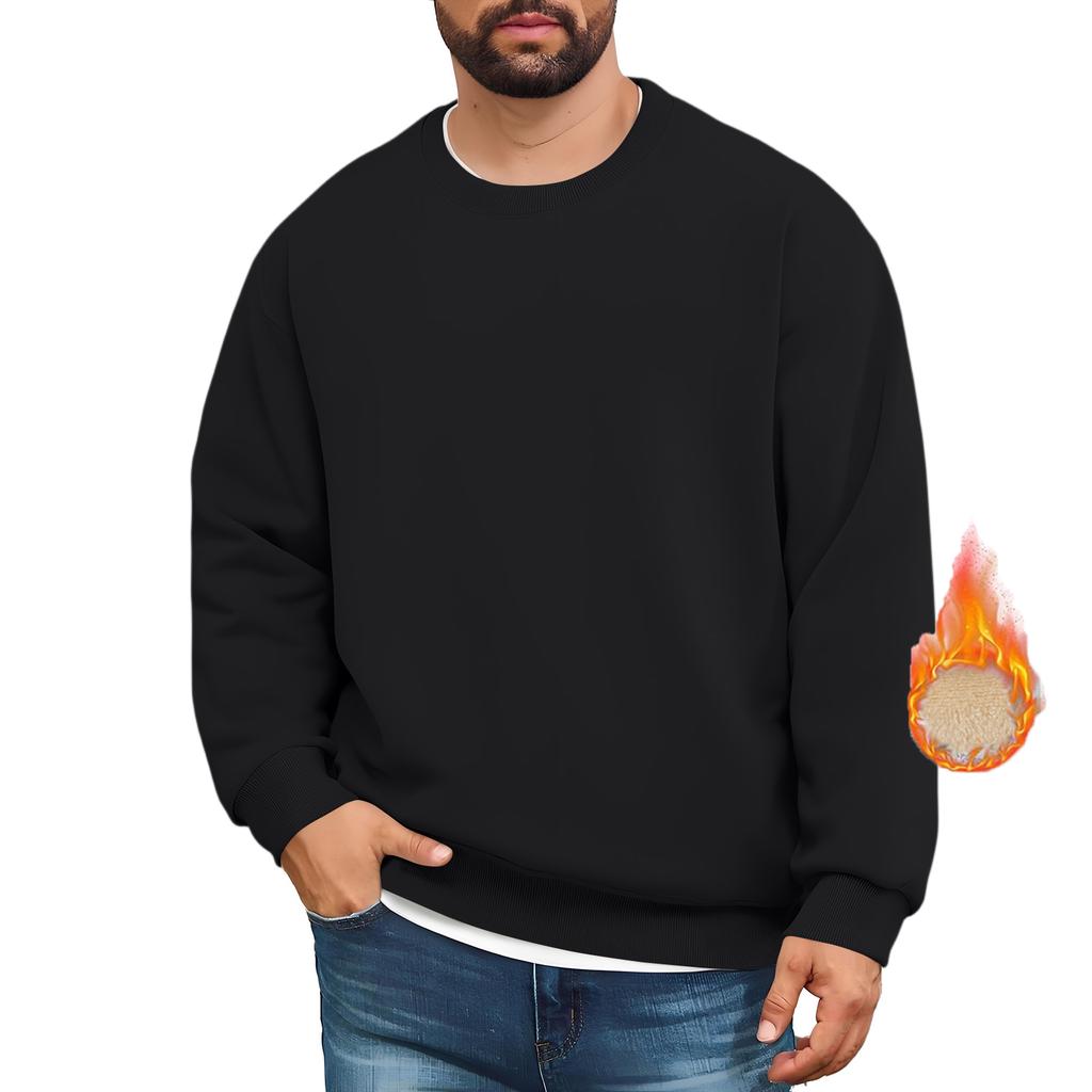 Men's Lined Sweatshirts Premium Heavy-weight Fleece Pullover Thick Thermal Sweatshirts