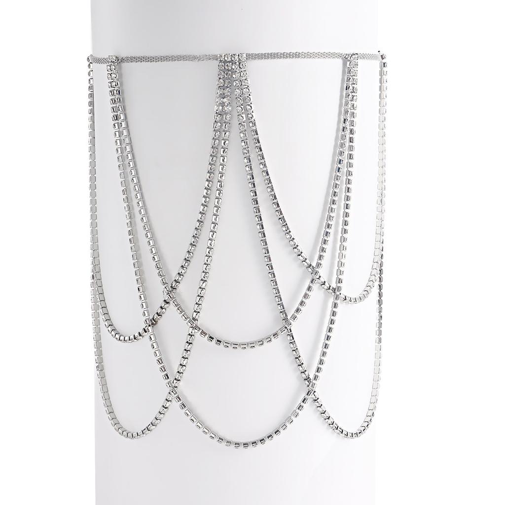 Sweet Cool Casual Rhinestone Beach Leg Chain Elastic Belt Imitation Pearl Sexy Leg Chain