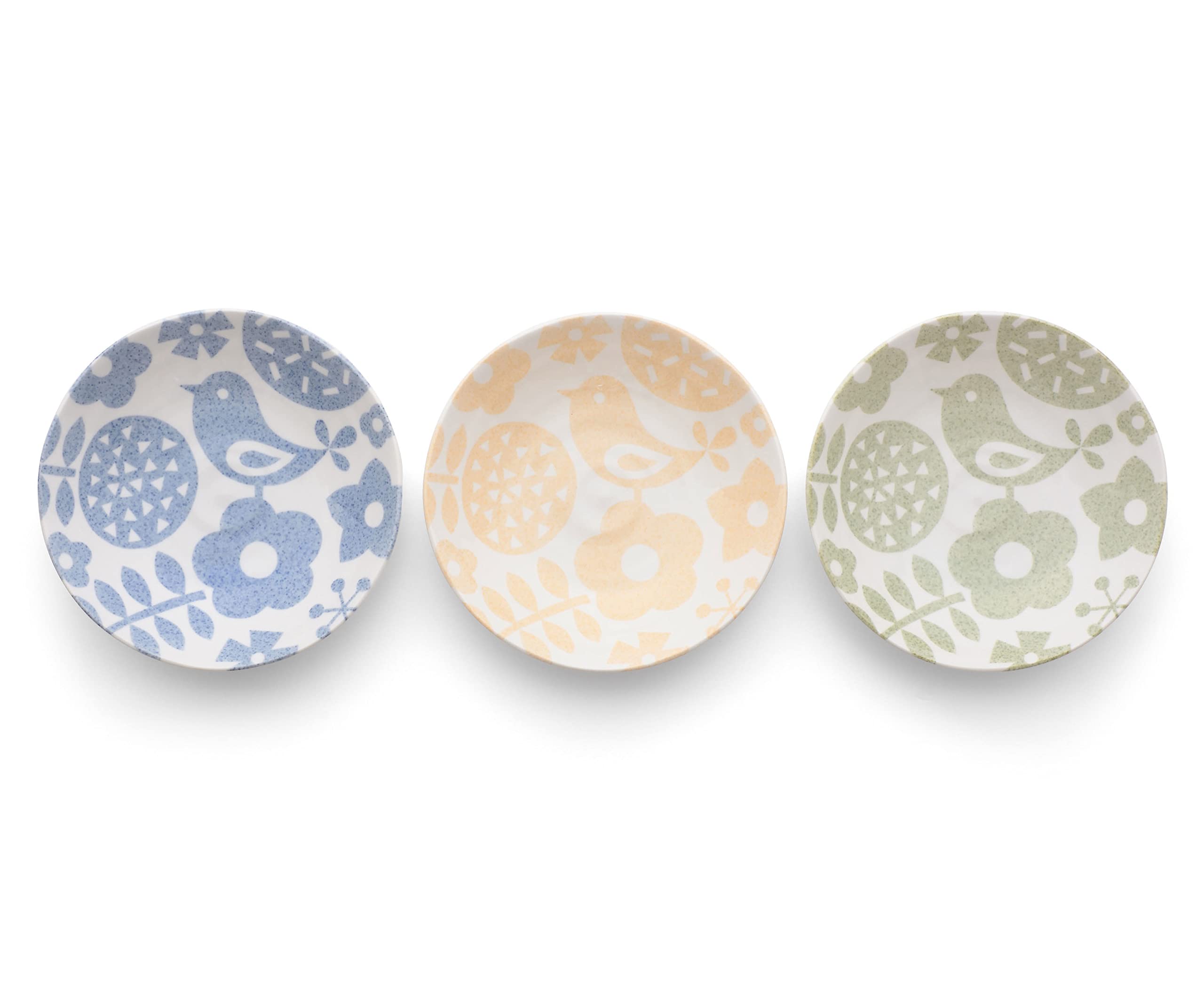 

Aito Lightweight and Cute Mino Ware Curry Plate Set Bird 3 and Diameter x High (Small Design, Colors) - Blue, Orange, Green, Approx. 22.3cm 4.5cm