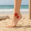 With OT Buckle Flower Pendant Anklet Golden Beach Jewelry Vintage Oil-Dripped Foot Chain Vacation
