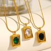 Light Luxury Temperament Emerald Retro Titanium Steel Gold-Plated Color-Preserving Necklace Female Design Sense Collarbone Chain