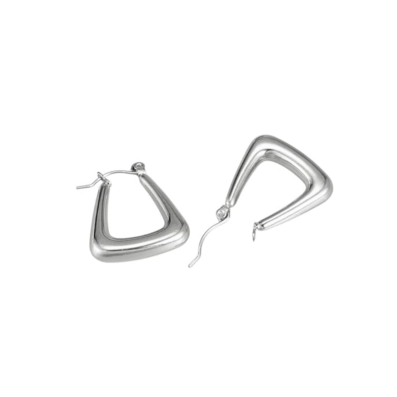 

[AJIRO ACCESSORY]P218 (Silver) earrings stainless catchless silver hoop hoop earrings gift present simple casual Popularity
