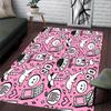 Pink Carpet Fashionable and Joyful Face Geometric Cartoon Printed Rug Machine Washable and Non Slip Decorative Living Room Mat
