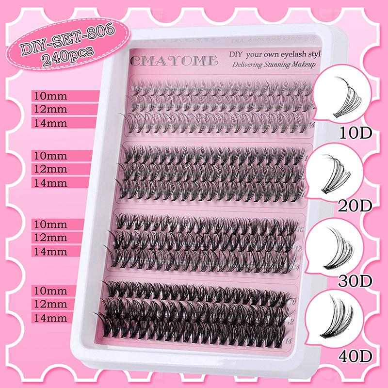 

Lash Clusters Kit Wispy Eyelash Clusters Natural DIY Lash Extension Kit C Curl Individual Lashes Cluster With Lash Tools A