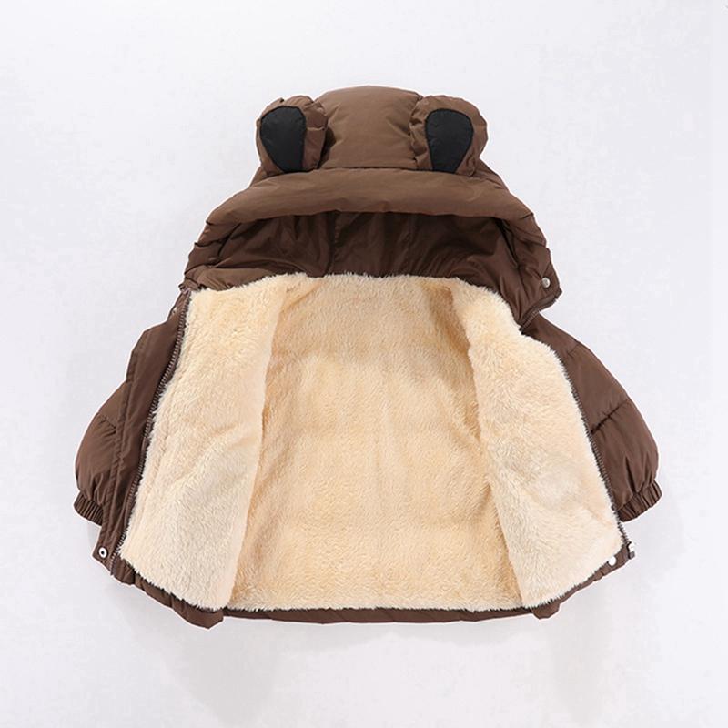 1-7 Years Kids Warm Hooded Coat Windproof Fleece Jacket