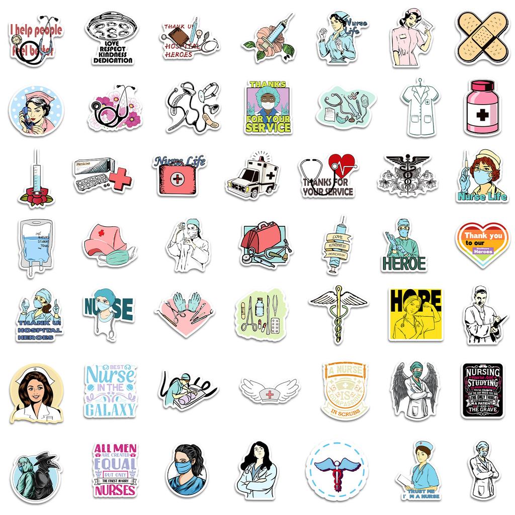 100 Nurses Day Series Stickers Cartoon International Nurses Day Doctor Stethoscope Graffiti Stickers Suitcase Stickers