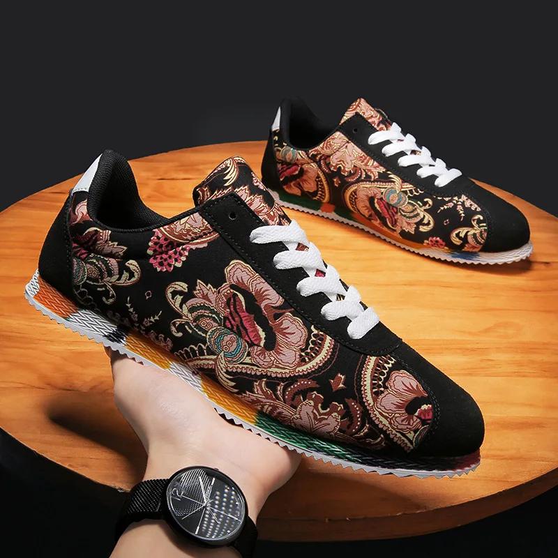 Designer Men's Casual Shoes Graffiti Printed Canvas Shoes for Men High Quality Breathable Running Shoes Lightweight Men Sneakers