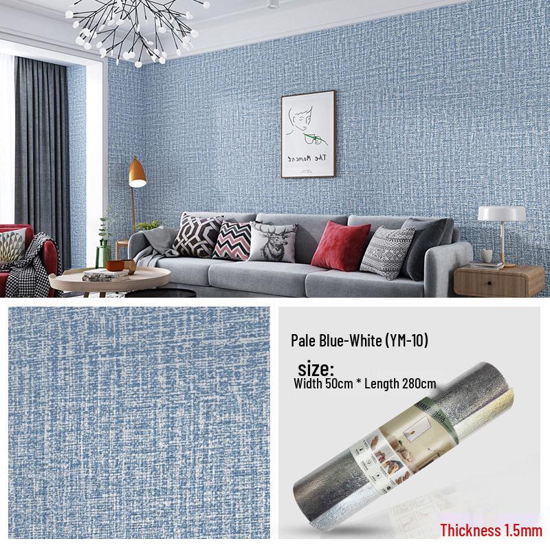 3D Self-Adhesive Linen Wallpaper: Thickened, Moisture-Proof, Light-Blocking, Thermal Insulation, Fire Retardant Aluminum Foil.