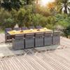 11 Pcs Garden Dining Set Wicker Resin