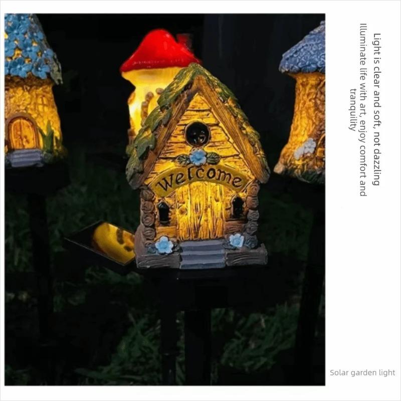Multi Craft LED Solar Lawn Light Waterproof Design Miniature Fairy House Solar Powered Outdoor Decor Fairy Mushroom House