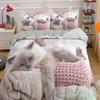3D Cat Bedding Set Luxury Animal Duvet Cover With Pillowcase Queen King Single Double Size For Girls Boy Polyester Quilt Cover