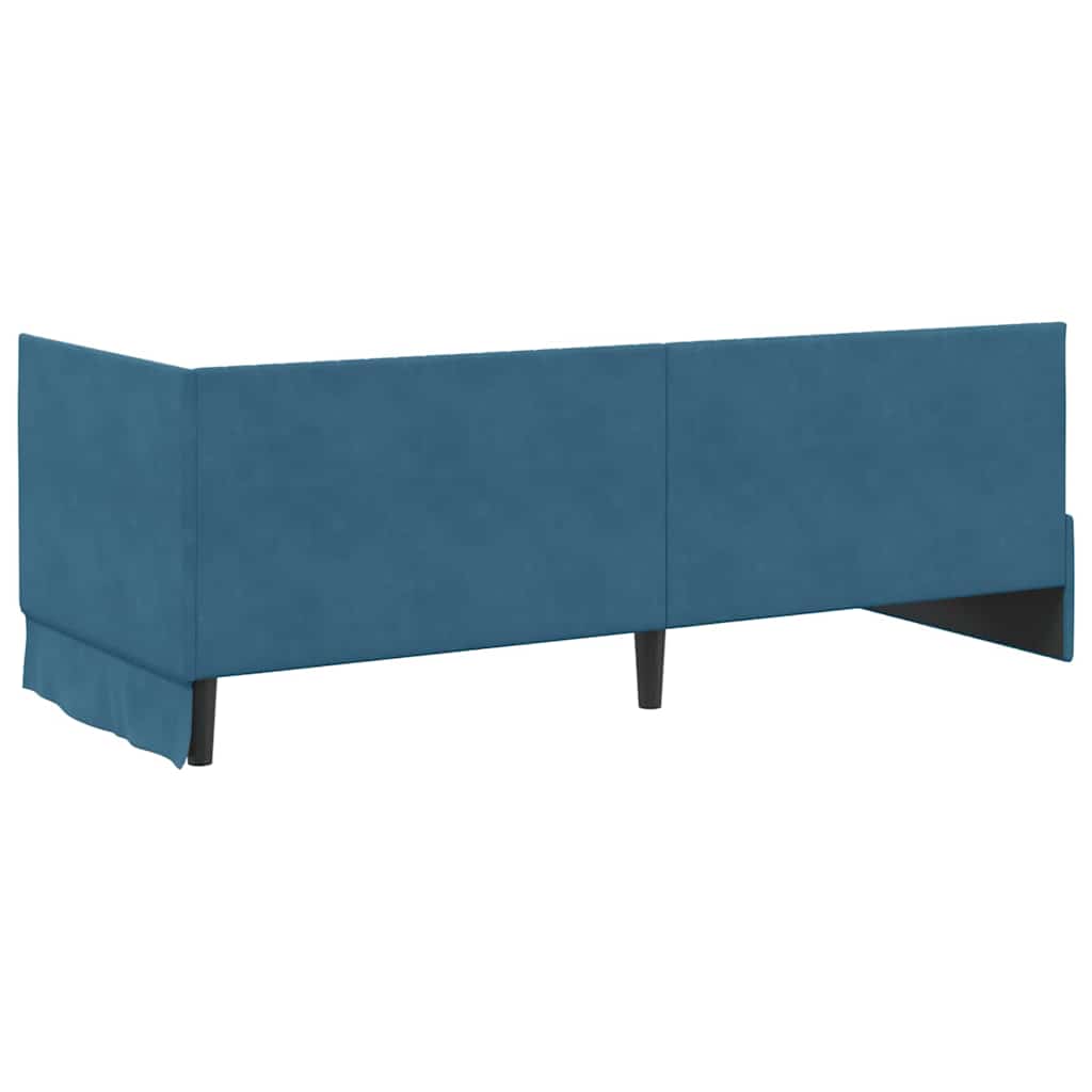Corner Bed Frame with Mattress and Headboard 2 Pcs Blue Velvet