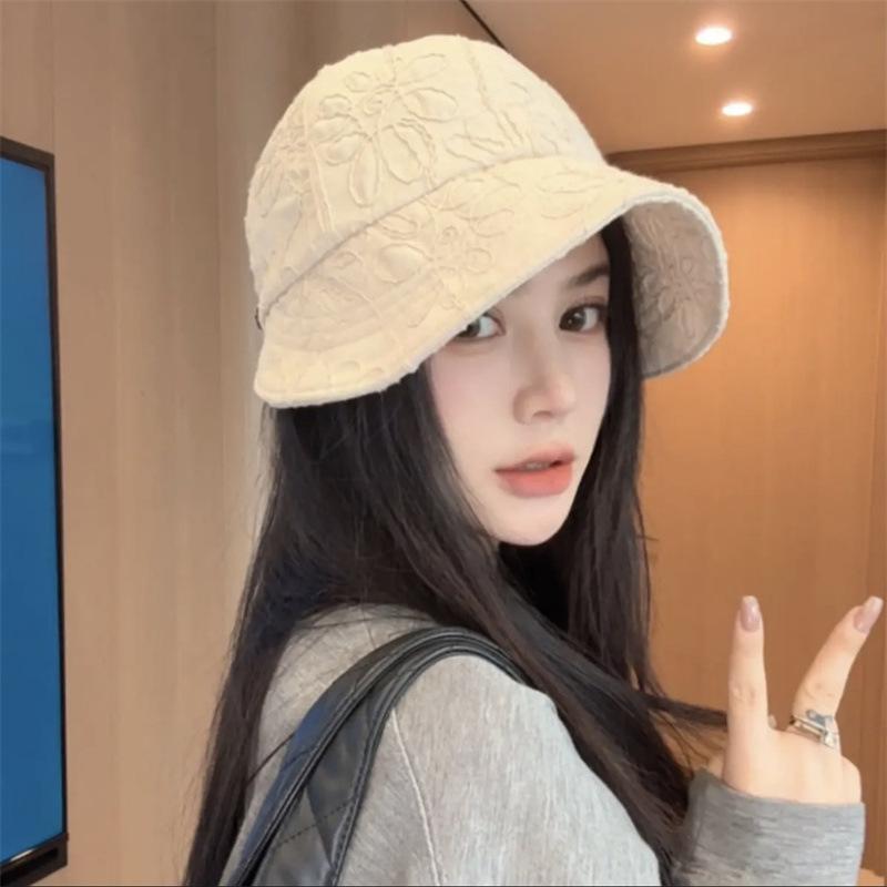 Korean Style Flower Embroidered Fisherman's Hat Sun Protection Sun Hat for Women Spring Sun Protection Sun Hat