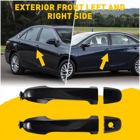 4X Door Handle Outside Exterior Black Front Rear for 2012-2017 Toyota Camry EXV