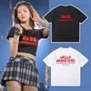 Babymonster HELLO MONSTERS T-Shirt RORA RAMI ASA Gleiche Crop Tops Kpop Mode Buchstabendruck Damen Unisex Baumwolle Kurzarm Tee Tops