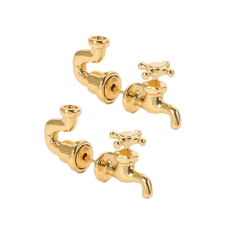Orecchini a Bottone Forma Rubinetto Acqua Punk Industriale Per Uomo Donna Piercing Gotico Orecchino Personalità Halloween Gioielli alla Moda