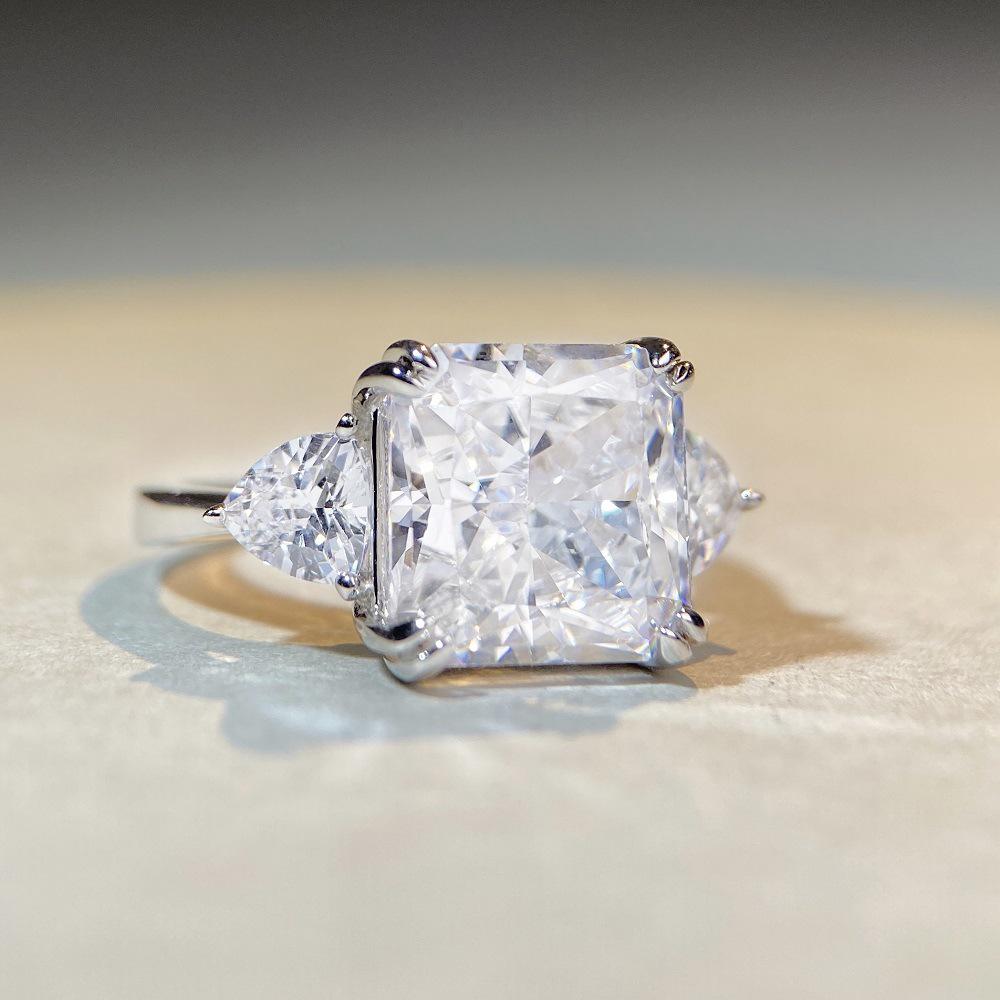 Elegant S925 Sterling Silver Zircon Ring for Women - European and American Style High Carbon Diamond Design