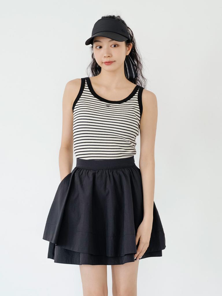 Nitina Shiny Double Flare Skirt Bk