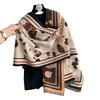 Autumn And Winter Scarf Women'S Versatile Imitation Cashmere Thickened Warm Shawl Double-Sided Imitation Cashmere Dual-Purpose Flower